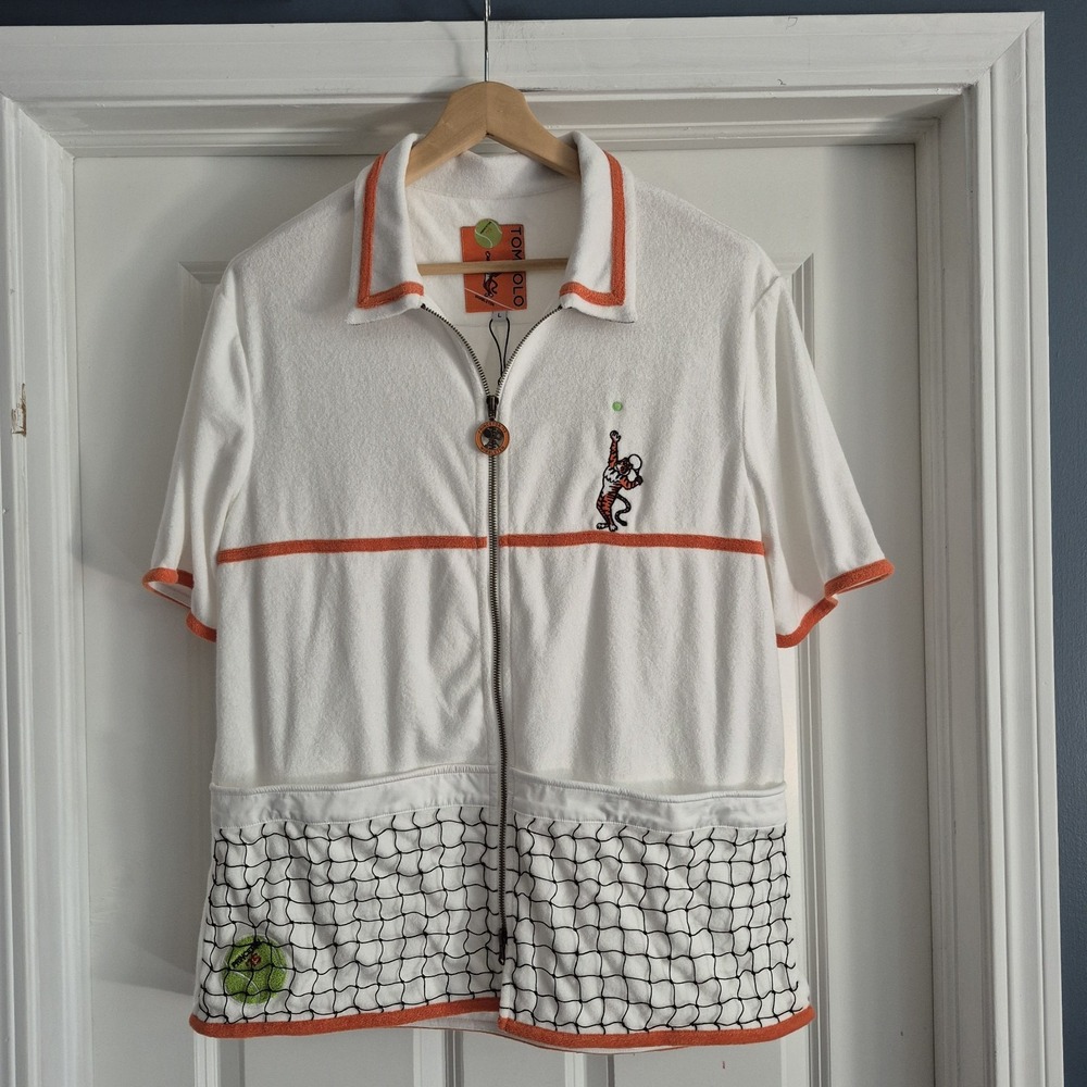 Tombolo Tennis Cabana Shirt Shorts Set Large Terry Cloth Princeton Wimbleten - Picture 2 of 16